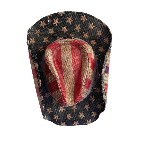 PETER GRIMM Ltd. Men's Justice American Flag Star Studded Straw Cowboy Hat - Picture 13 of 14